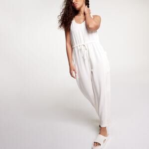 NEW CALIA Relaxed Fit Jumpsuit Cream Pockets Women's Plus Size XXL/2XL